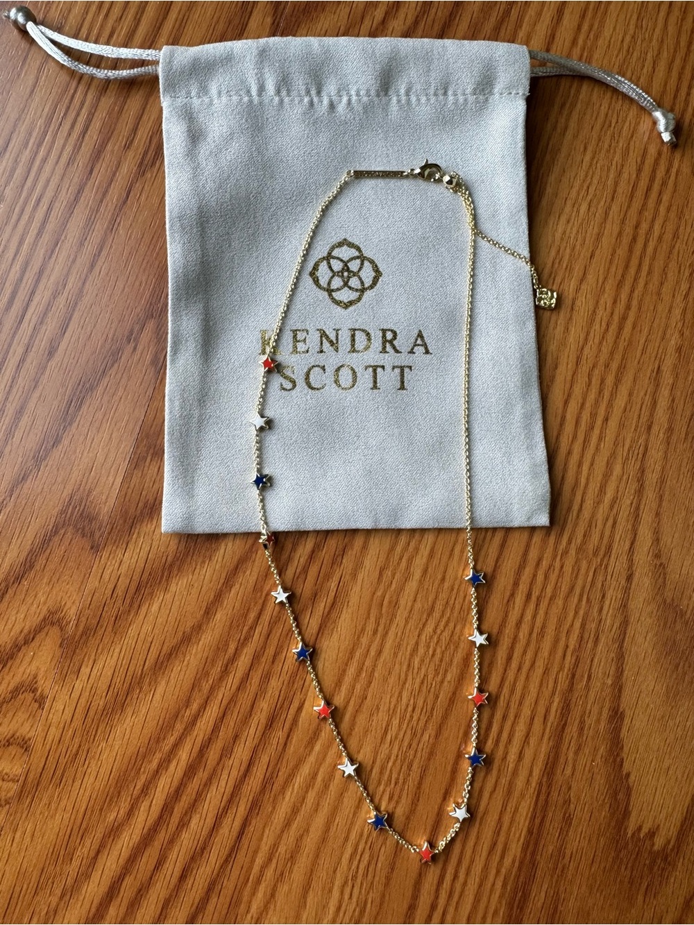 Kendra Scott Gold Star Necklace with Red, White & Blue Enamel Stars